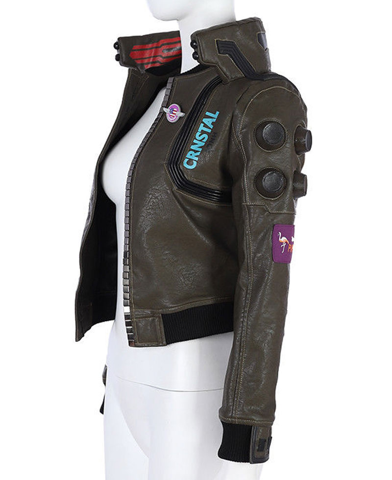 Cyberpunk 2077 Brown Leather Jacket samurai bomber jacket