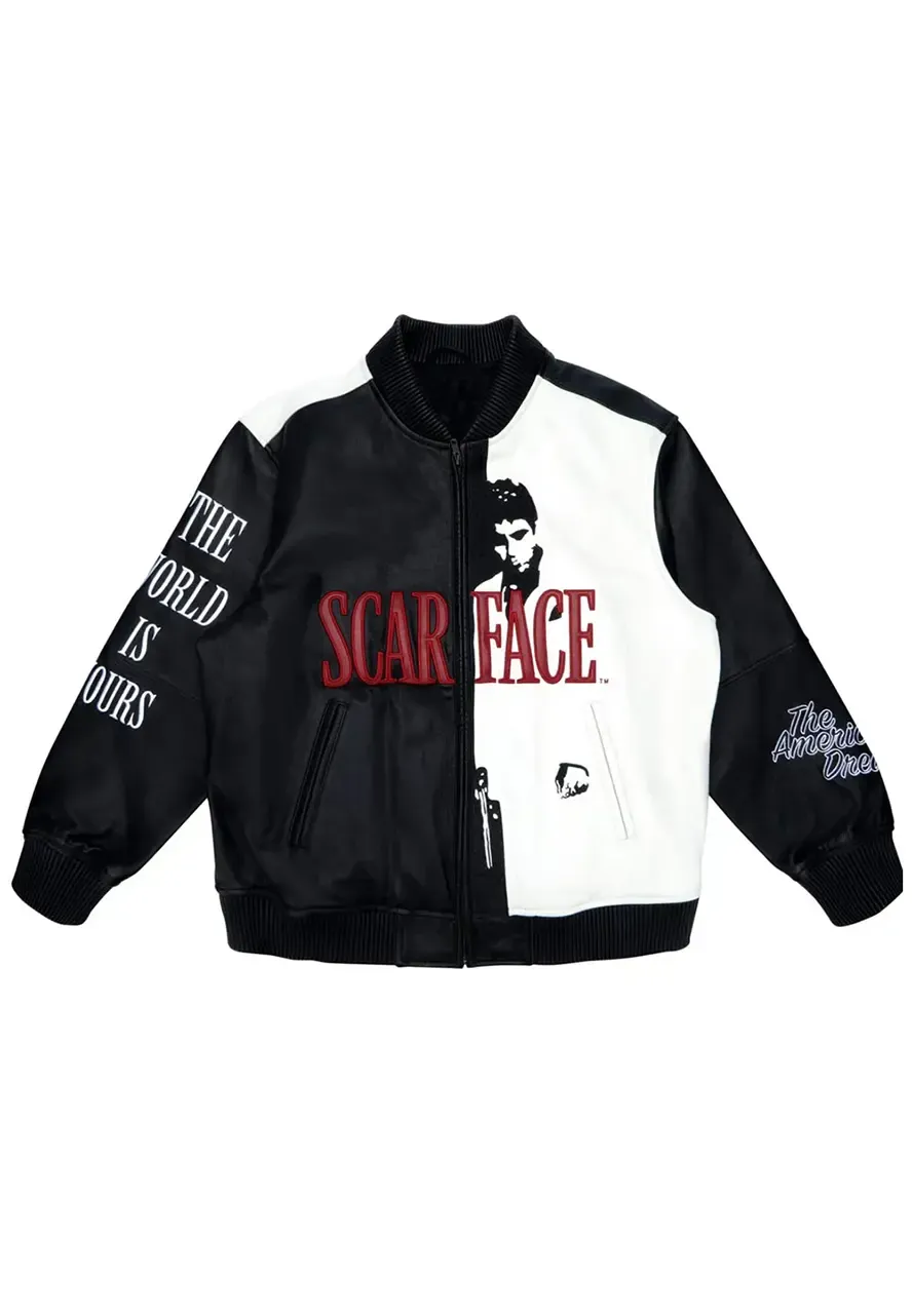 Scarface Tony Montana Bomber Leather Jacket scarface jacket leather