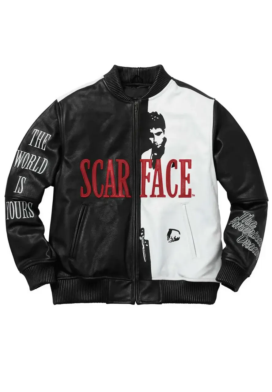 Scarface Tony Montana Bomber Leather Jacket scarface leather jacket