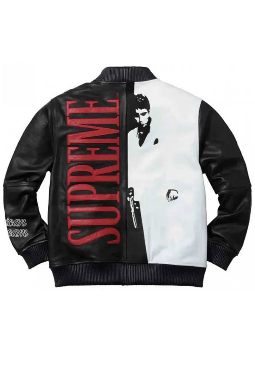 Scarface Tony Montana Bomber Leather Jacket scarface tony bomber leather jacket