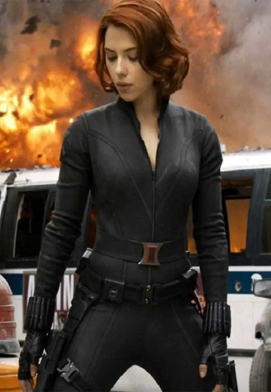 The Avengers Black Widow Leather Jacket scarlett johansson black widow jacket
