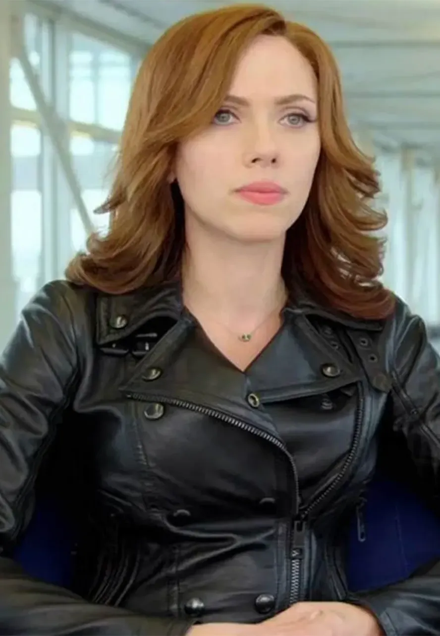 Scarlett Johansson Civil War Black Leather Jacket scarlett johansson leather jacket
