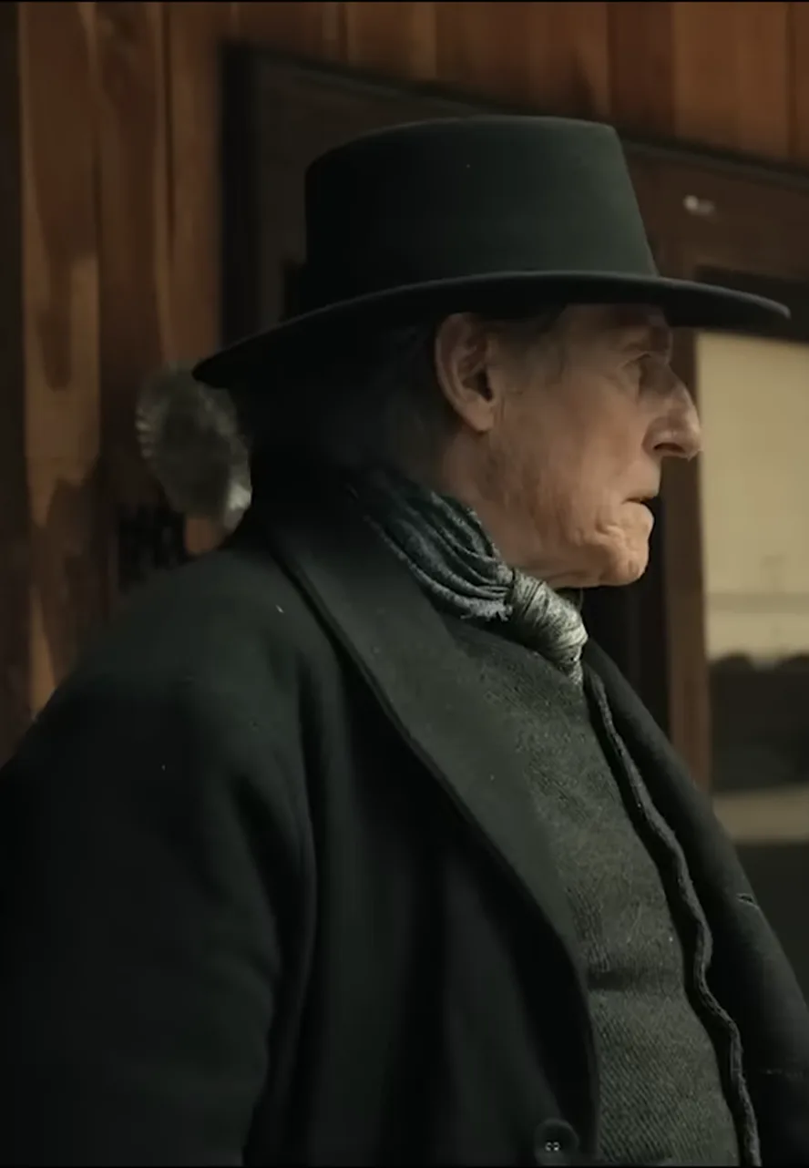 Murder at Yellowstone City Gabriel Byrne Black Coat sheriff ambrose coat
