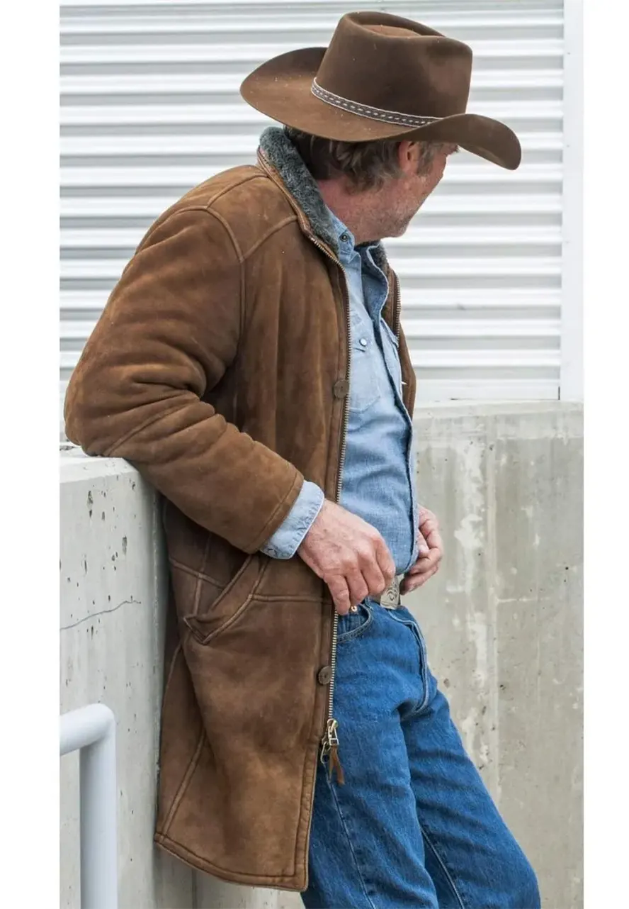 Robert Taylor Sheriff Walt Longmire Suede Coat sheriff walt longmire trench coat