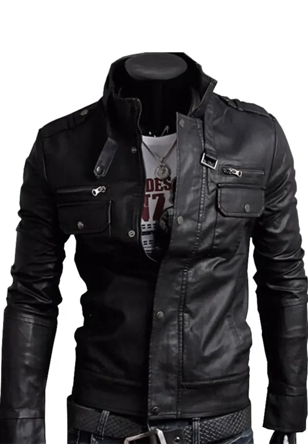 slim fit leather jacket