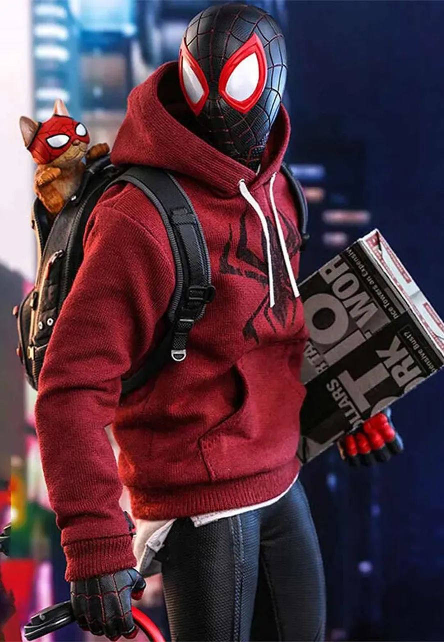 Spider Miles Morales Bodega Cat Red Hoodie spider miles morales bodega cat hoodie