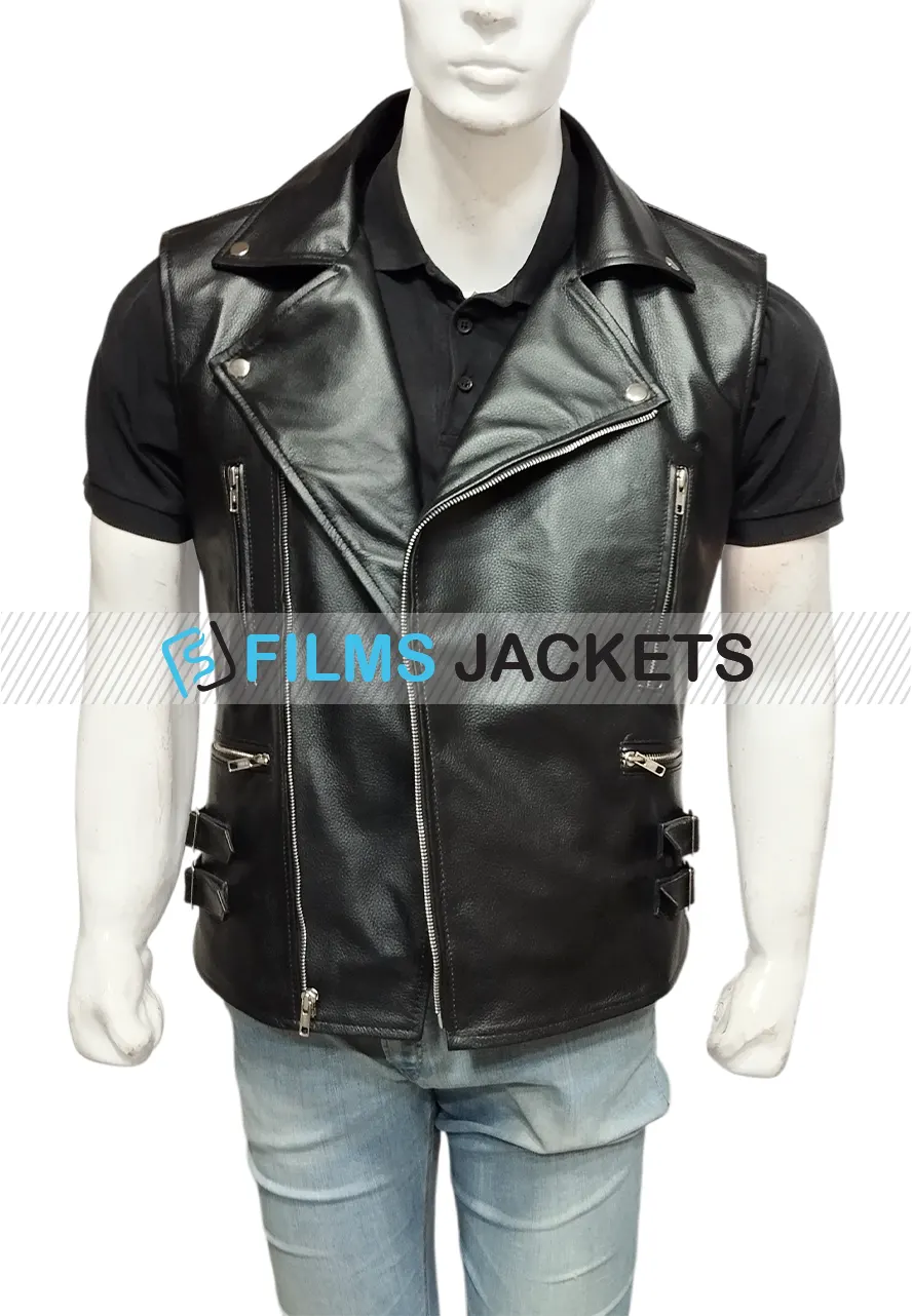Men's MC Club Black Leather Straight To Hell Vest straight to hell leather vest