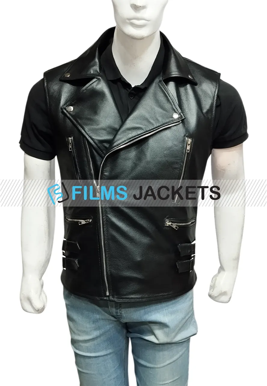 Men's MC Club Black Leather Straight To Hell Vest straight to hell vest