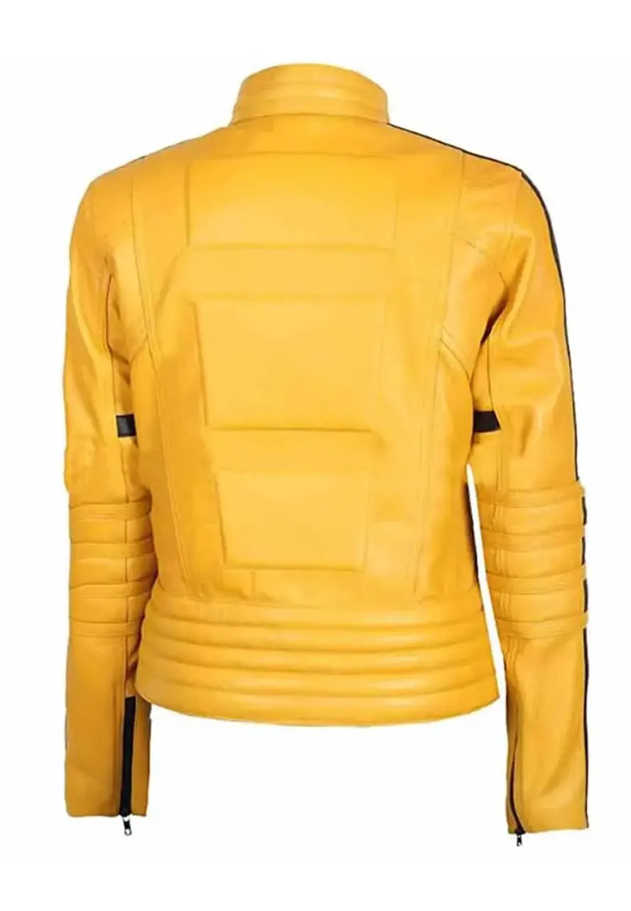 Kill Bill Uma Thurman Yellow Biker Jacket the bride uma thurman kill bill leather jacket