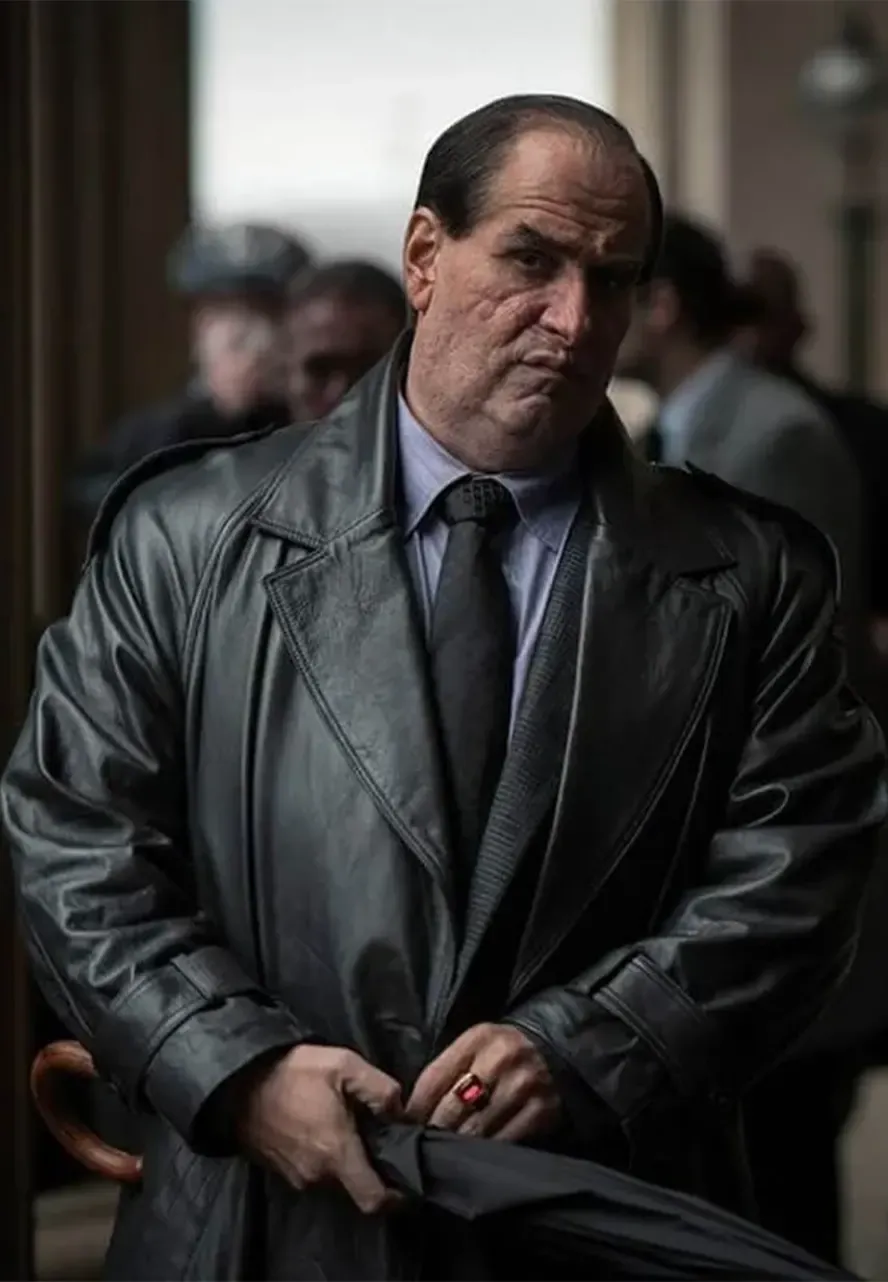 The Batman The Penguin Leather Coat the penguin black leather trench coat