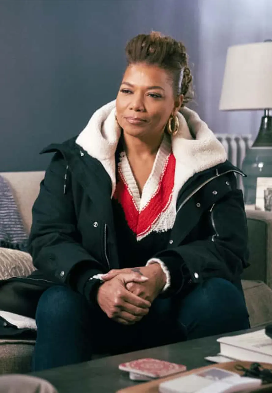 The Equalizer Queen Latifah Black Cotton Shearling Coat the robyn mccall shearling coat