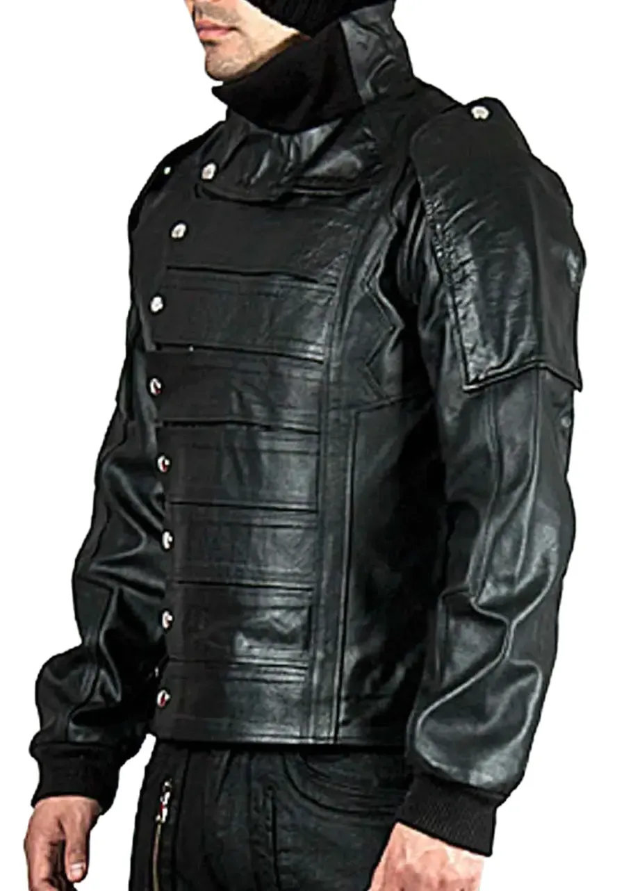 Captain America The Winter Soldier Bucky Barnes Vest Jacket winter soldier blac leather jacket
