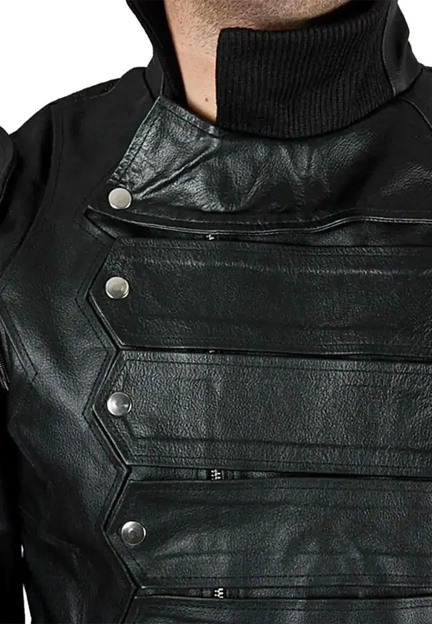 Captain America The Winter Soldier Bucky Barnes Vest Jacket winter soldier black leather vest