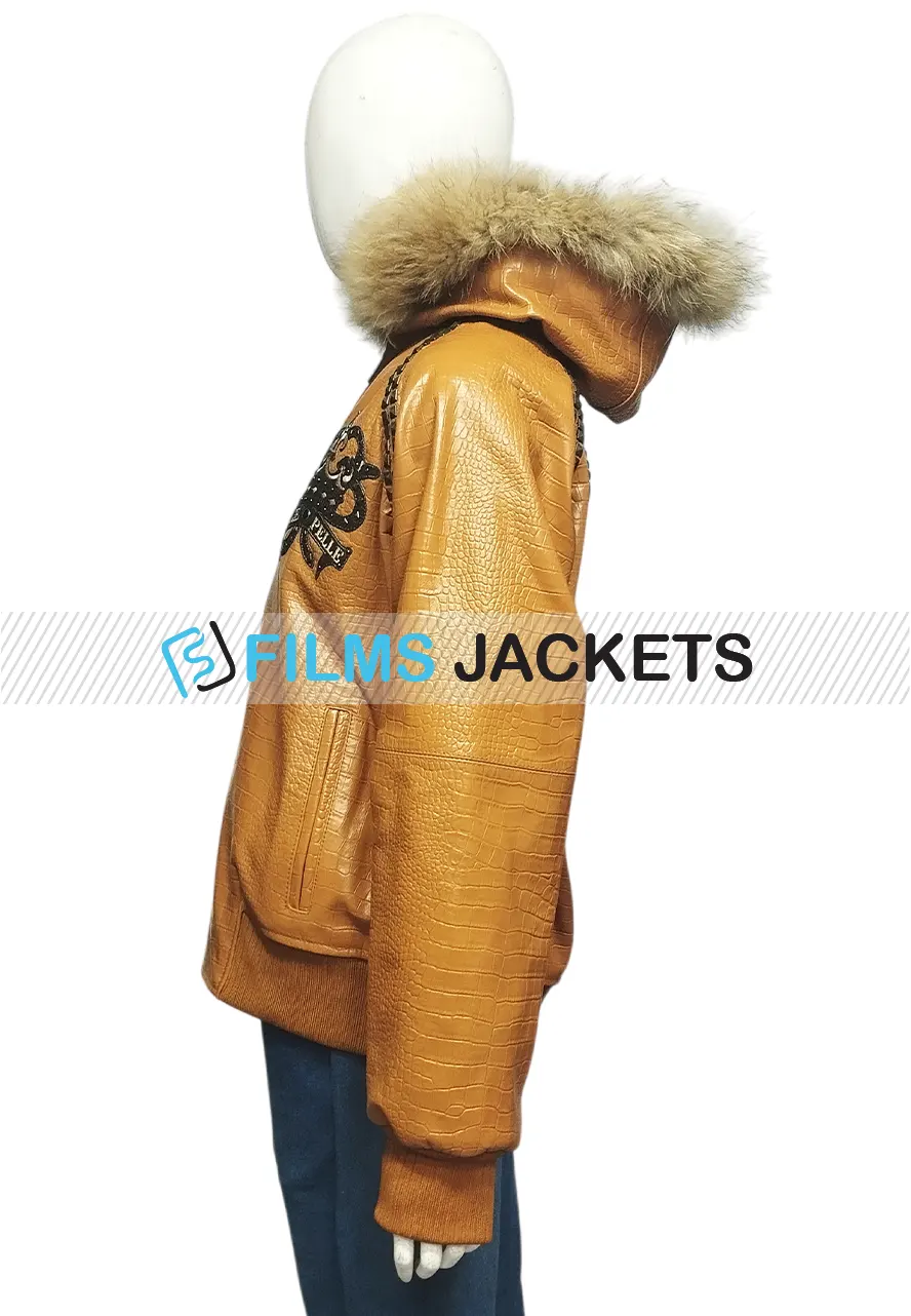 Womens Pelle Pelle Vintage Hooded Brown Jacket womens fur hooded leather jacket