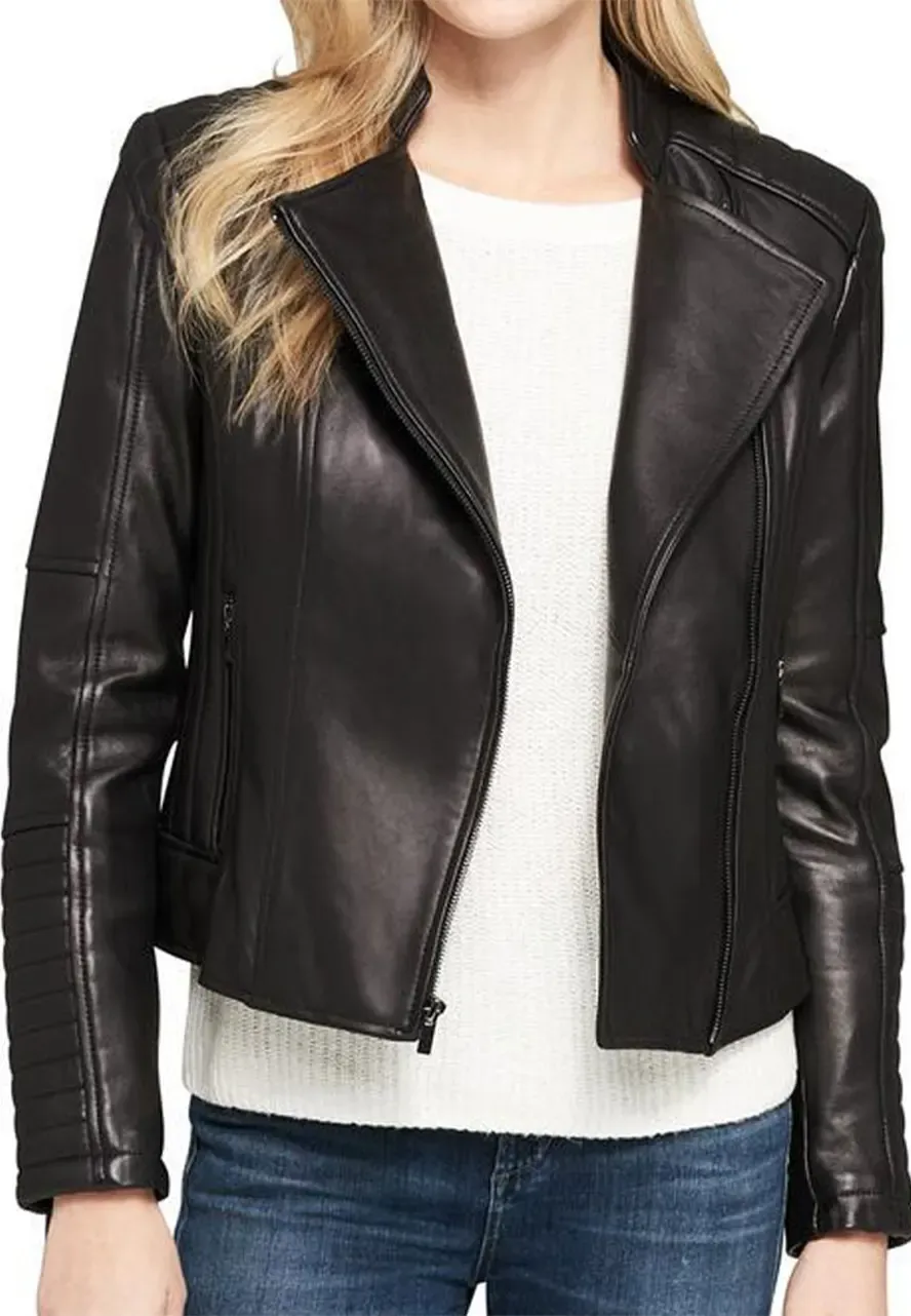 Women's Motorcycle Asymmetrical Zipper Leather Jacket womens motorcycle asymmetrical zipper jacket