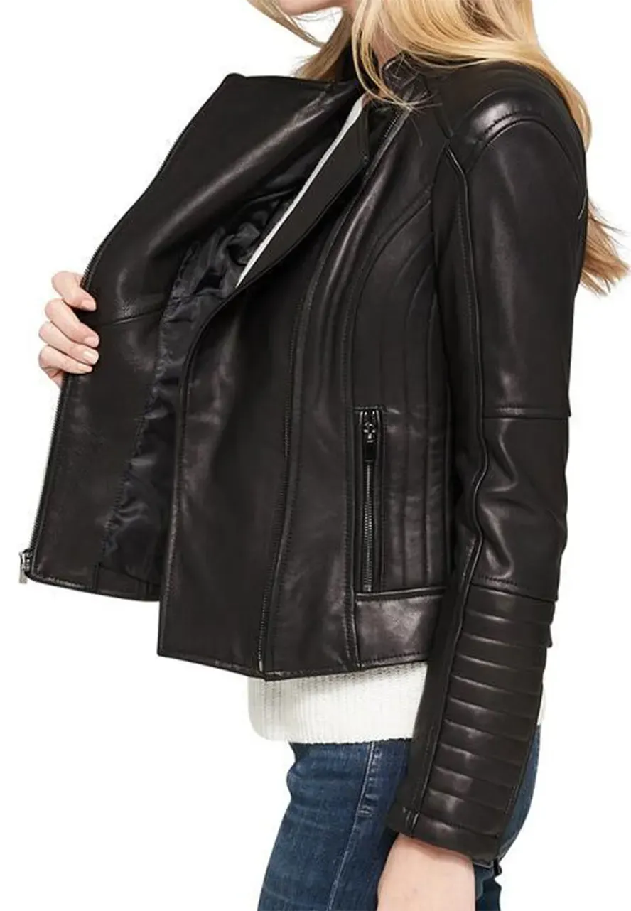 Women's Motorcycle Asymmetrical Zipper Leather Jacket womens motorcycle zipper leather jacket
