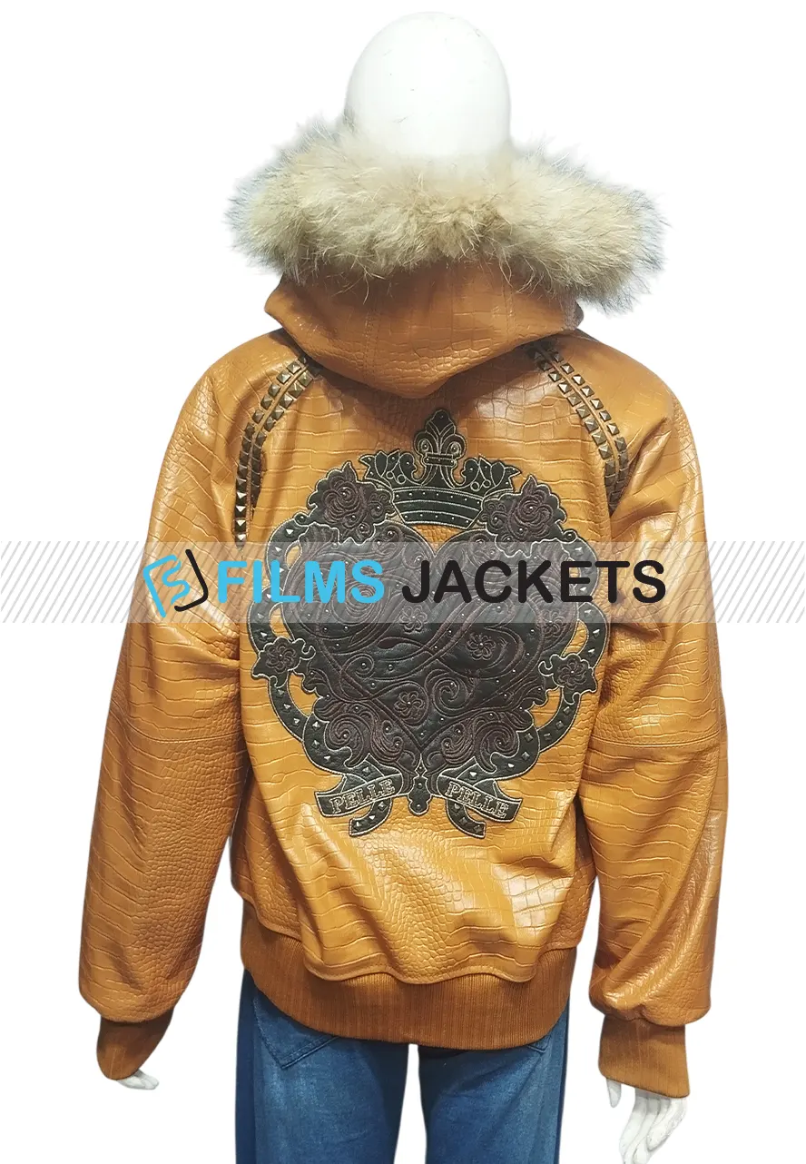 Womens Pelle Pelle Vintage Hooded Brown Jacket womens vintage fur hooded leather jacket