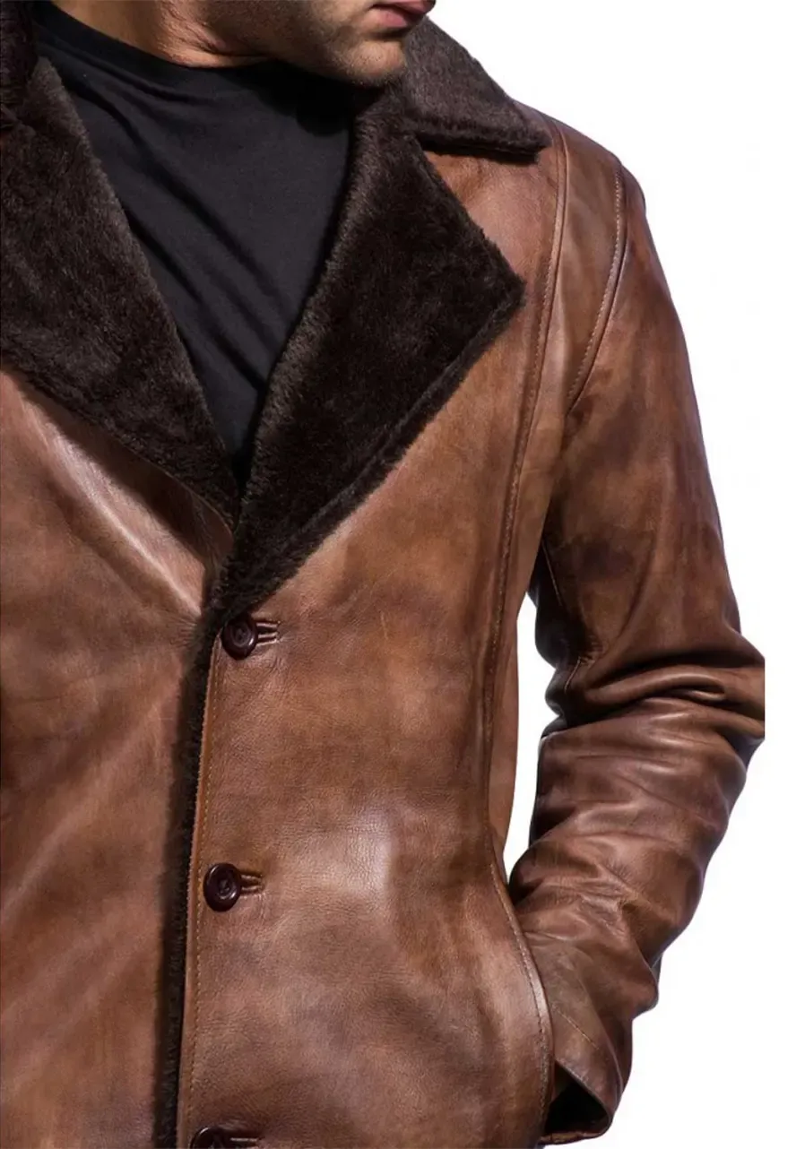 X-Men Wolverine Shearling Coat x men wolverine brown leather coat