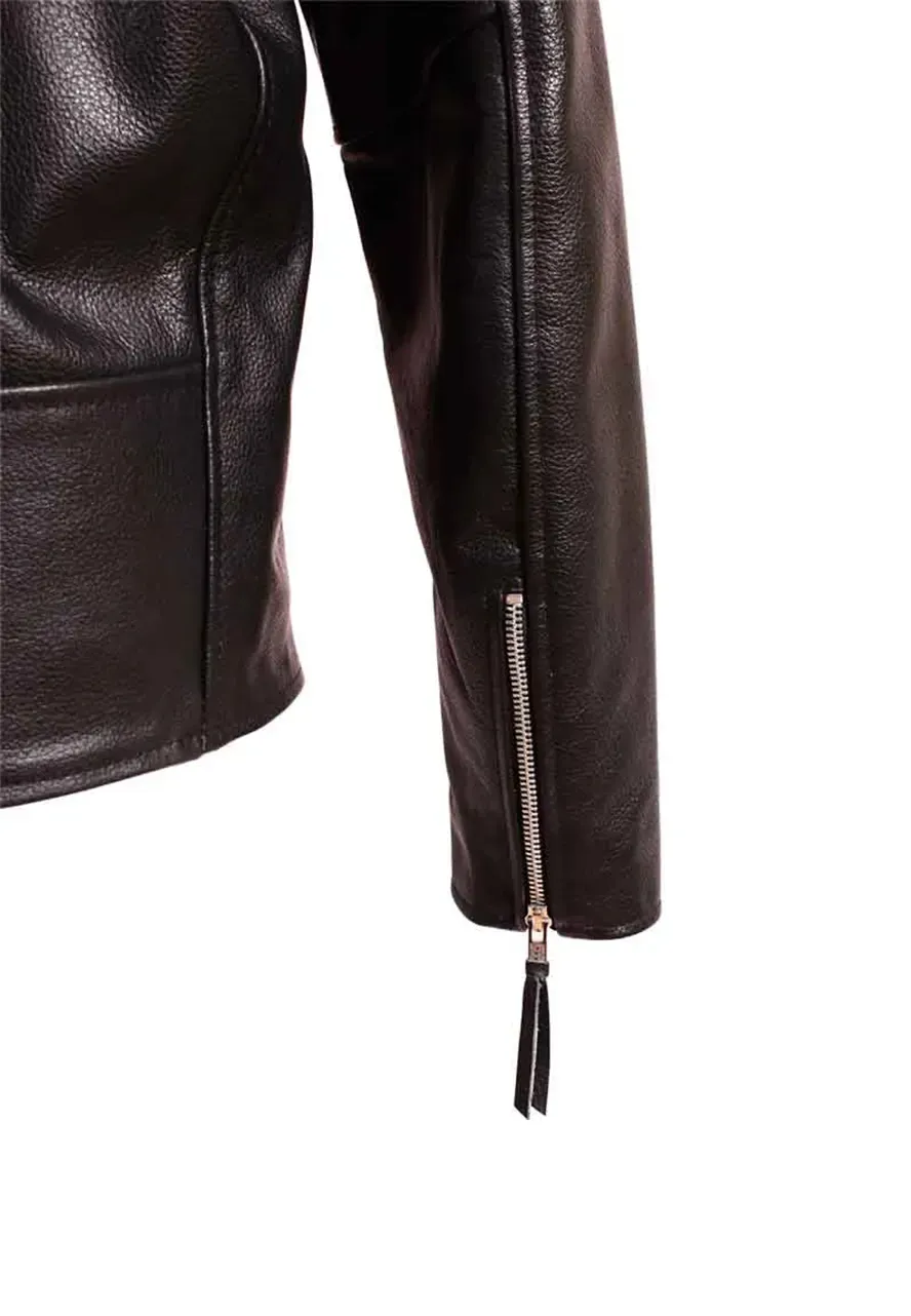Nicolas Cage Ghost Rider Leather Jacket zipper cuff jacket