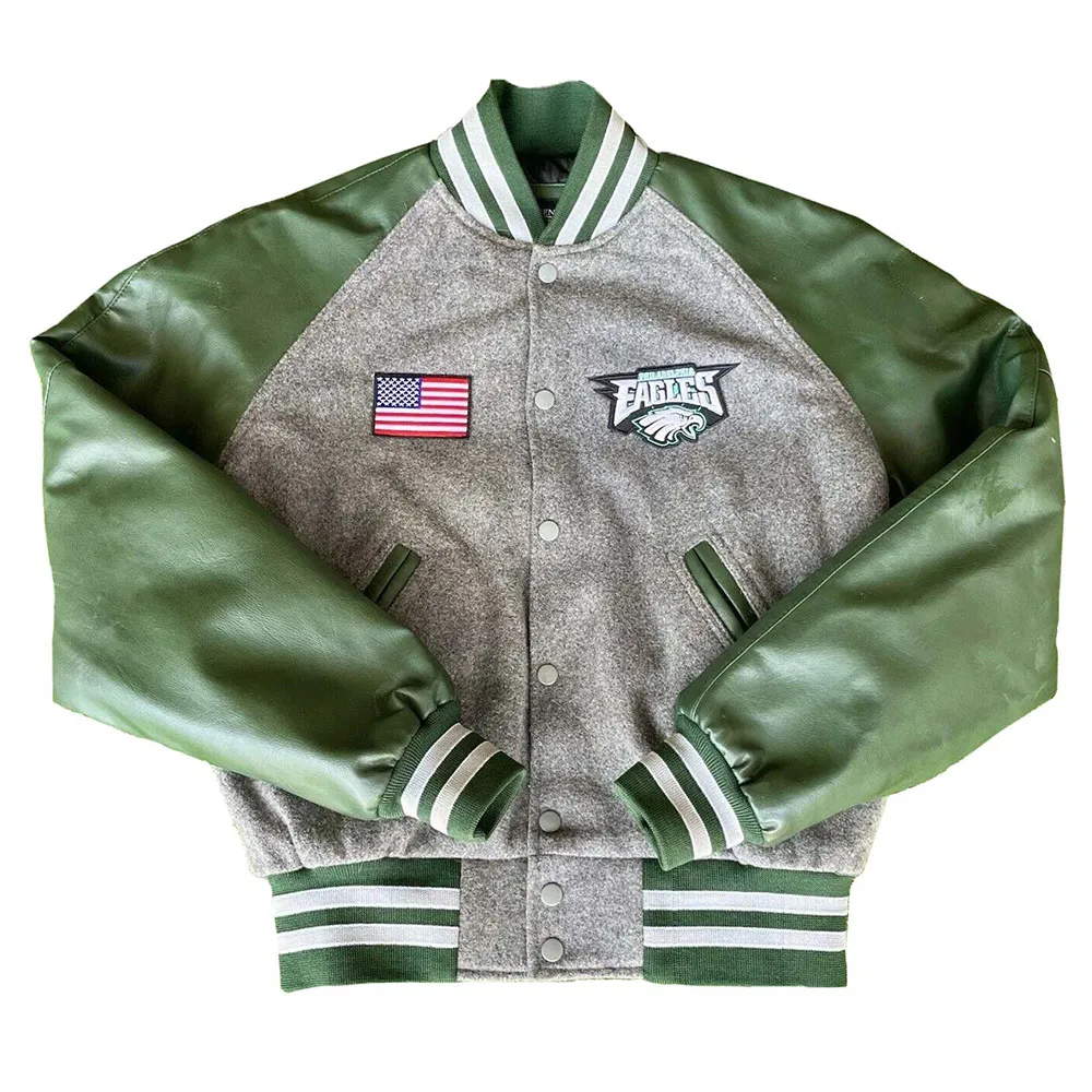 Philadelphia Eagles American Flag Varsity Jacket american flag varsity jacket