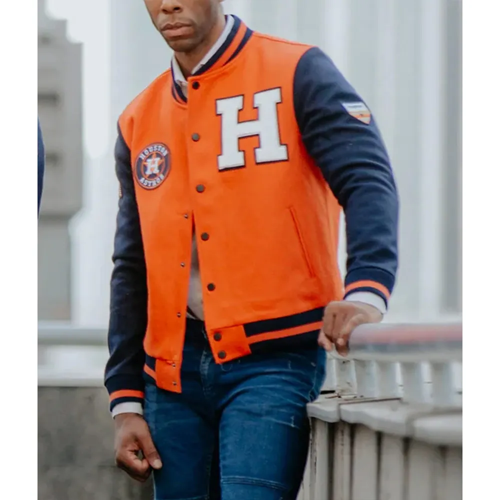 Houston Astros Blue and Orange Varsity Jacket astros letterman acket