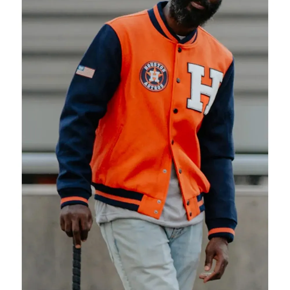 Houston Astros Blue and Orange Varsity Jacket houston astros jacket