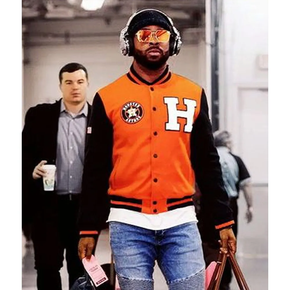 Houston Astros Blue and Orange Varsity Jacket houston astros letterman jacket