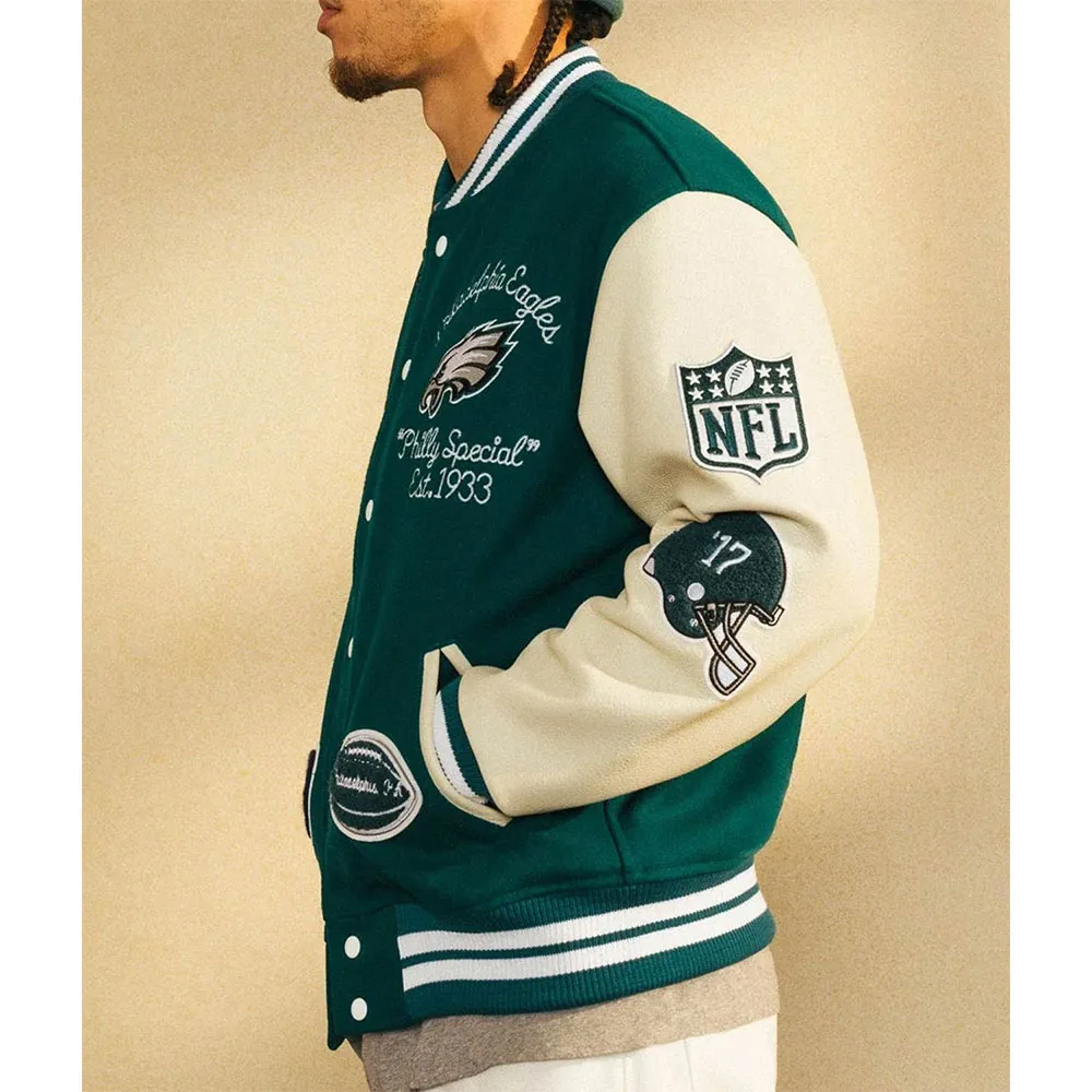 Classic Green Philadelphia Eagles Varsity Jacket philadelphia eagles ovo varsity jacket