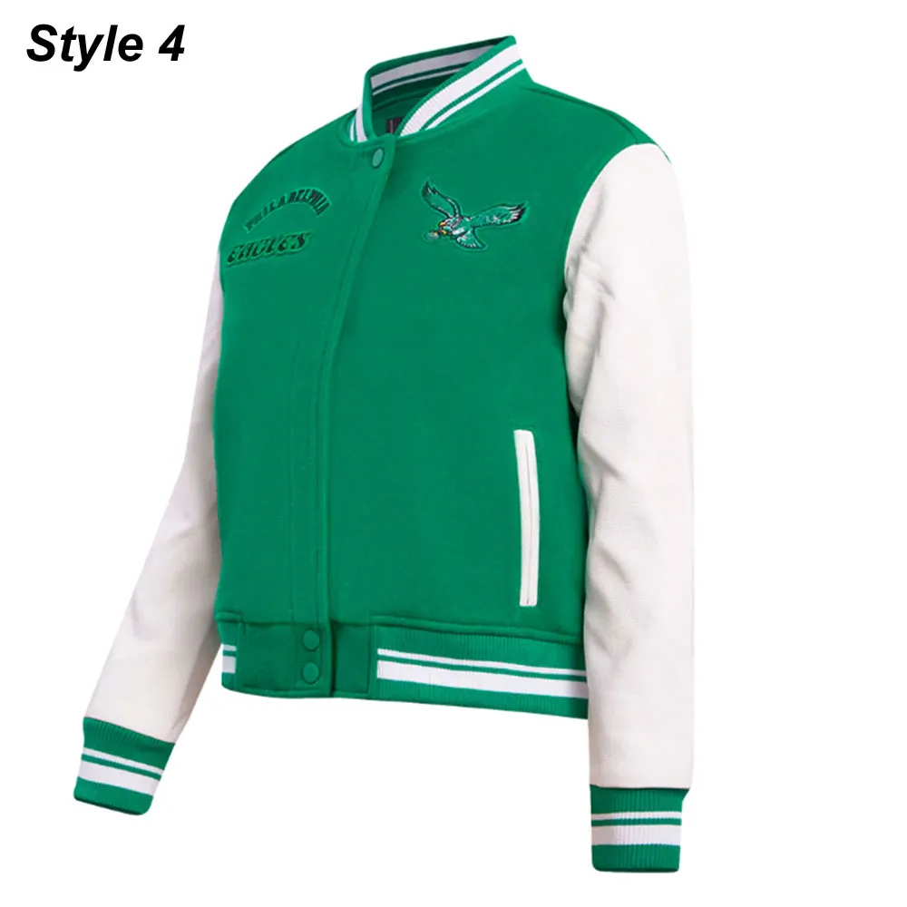 Classic Retro Philadelphia Eagles Varsity Jacket philadelphia eagles retro classic cream and green bomber jacket