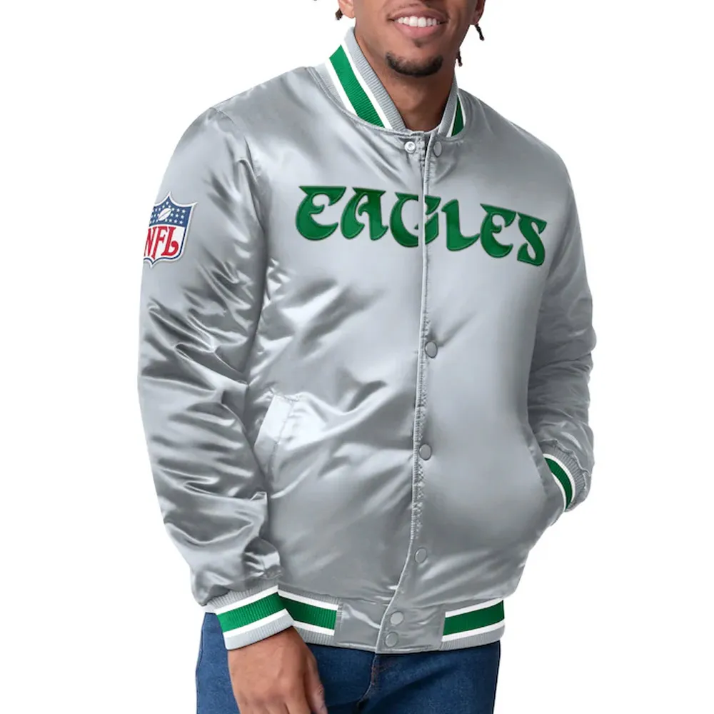 Philadelphia Eagles Closer Midnight Satin Jacket philadelphia eagles starter jacket