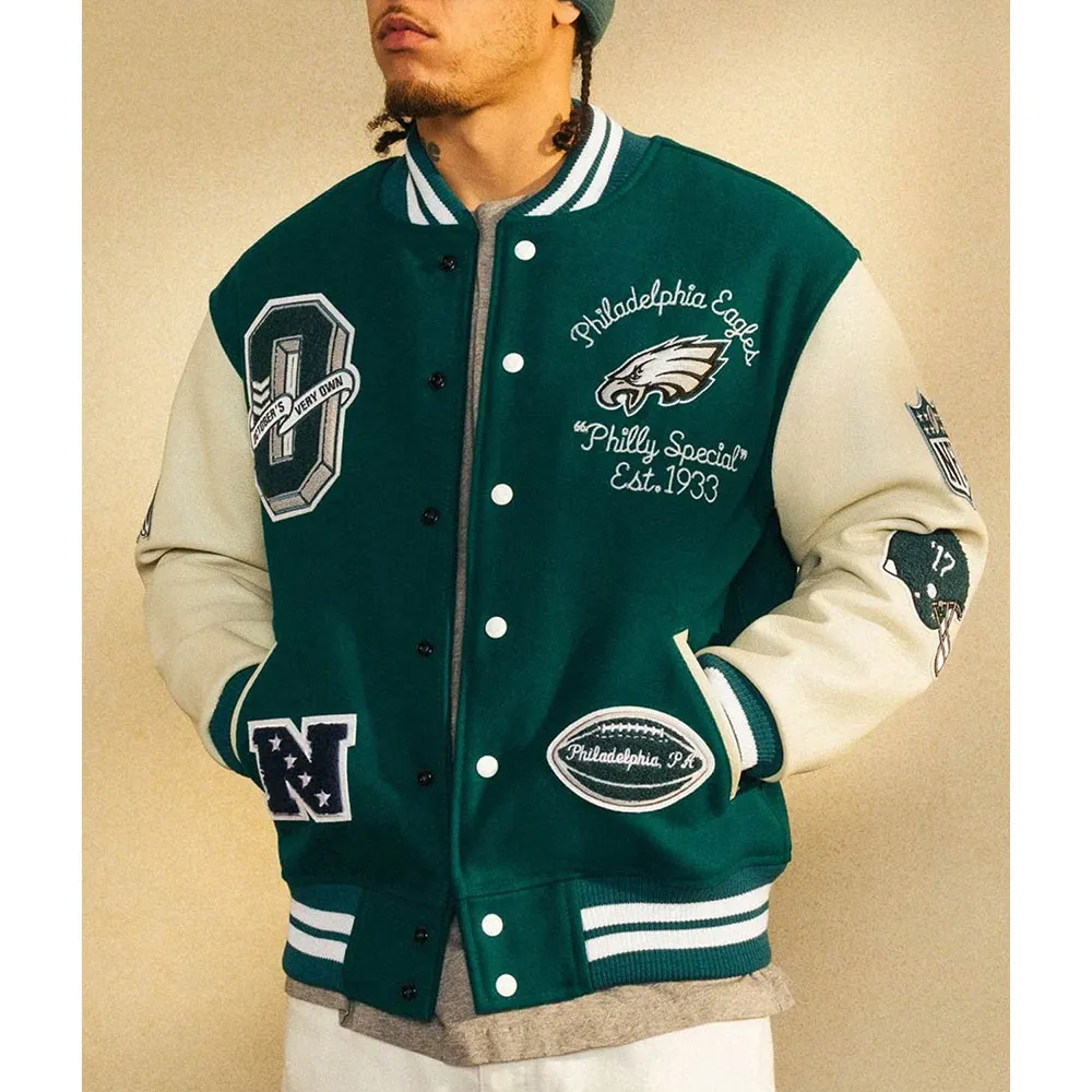 Classic Green Philadelphia Eagles Varsity Jacket philadelphia eagles varsity jacket