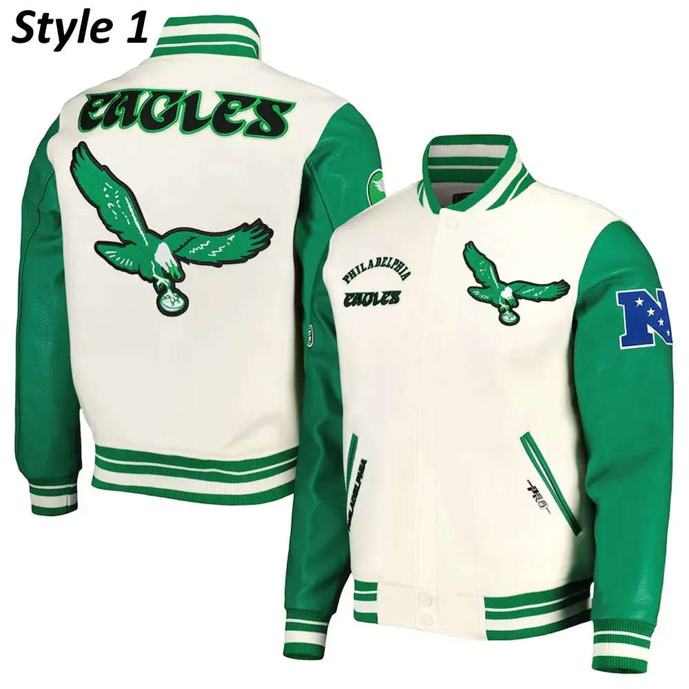 Classic Retro Philadelphia Eagles Varsity Jacket retro classic philadelphia cream and green varsity jacket