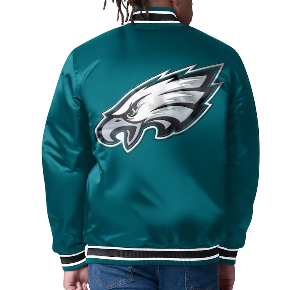 Philadelphia Eagles Closer Midnight Satin Jacket vintage philadelphia eagles starter jacket