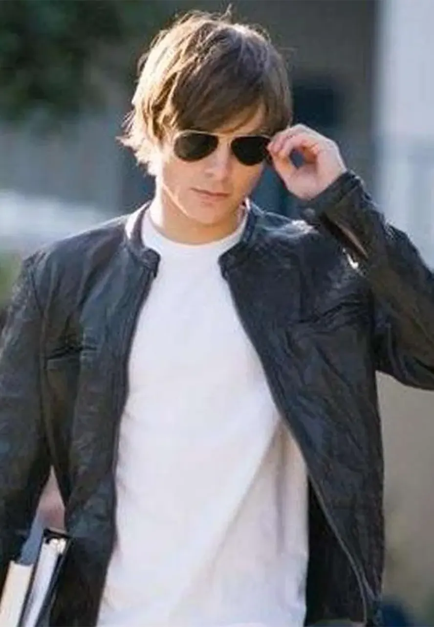 Zac Efron Wrinkled Washed 17 Again Leather Jacket 17 again zac efron leather jacket