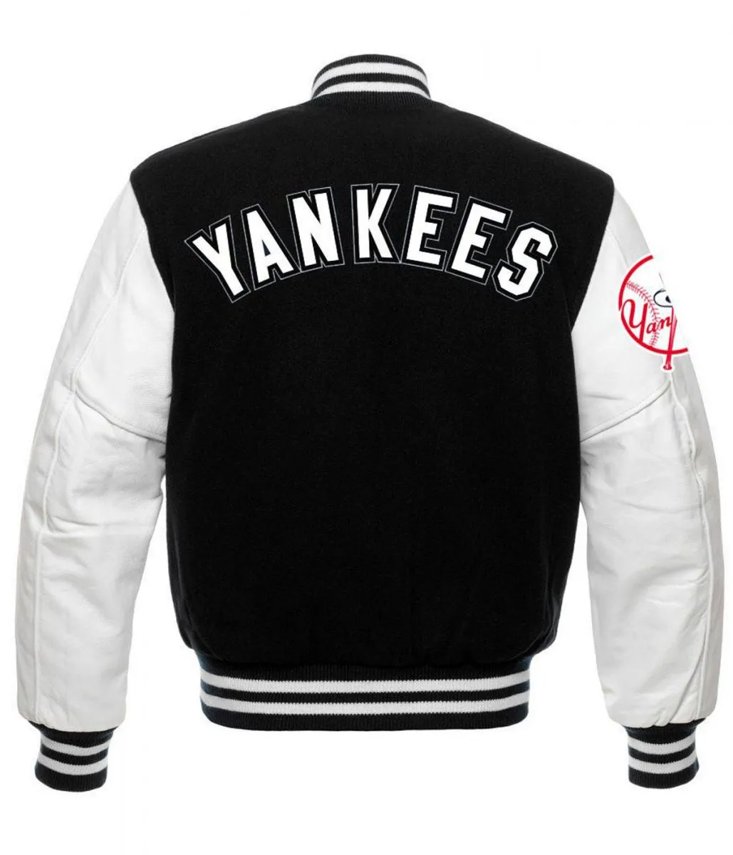 New York Yankees Black and White Varsity Jacket baseball jacket ny yankees