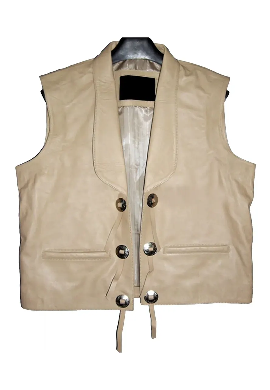 Lorne Greene Bonanza The Silent Killer Vest ben cartwright beige leather vest