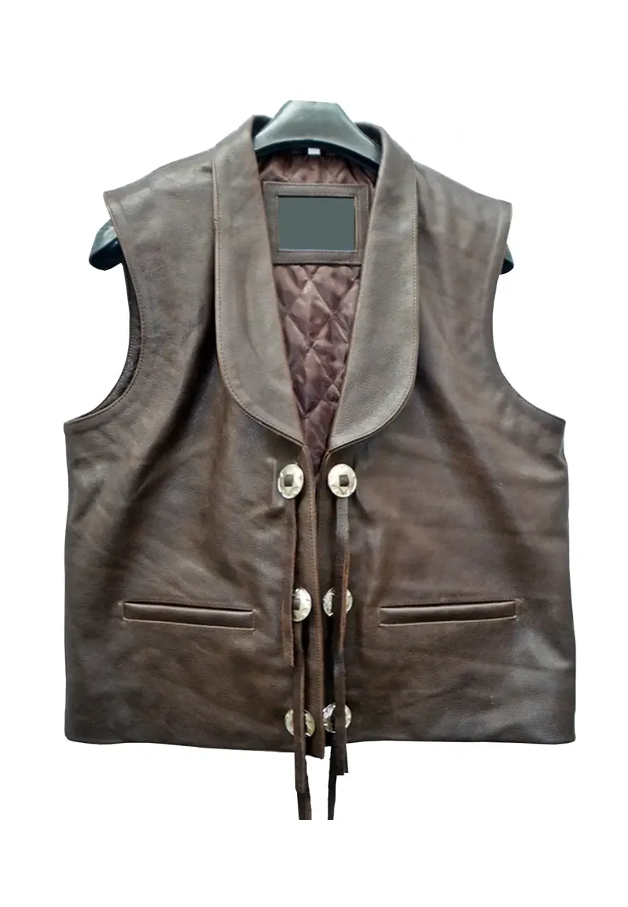 Lorne Greene Bonanza The Silent Killer Vest ben cartwright dark brown leather vest