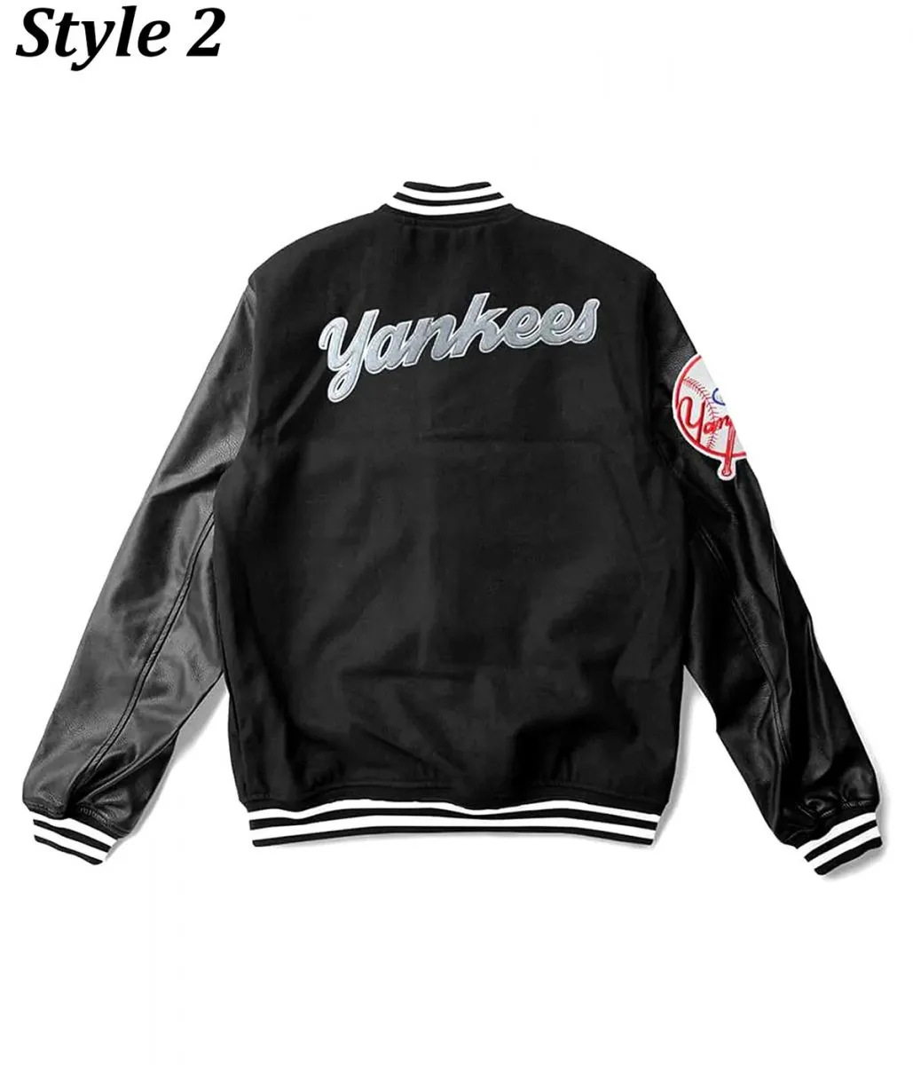 NY Yankees Wool and Leather Black Jacket black yankee jacket