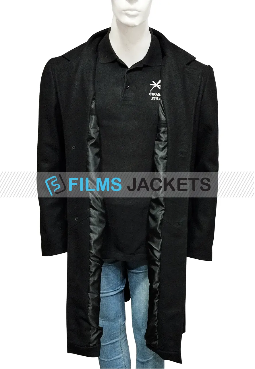The Bourne Supremacy Matt Damon Black Wool Coat bourne identity coat