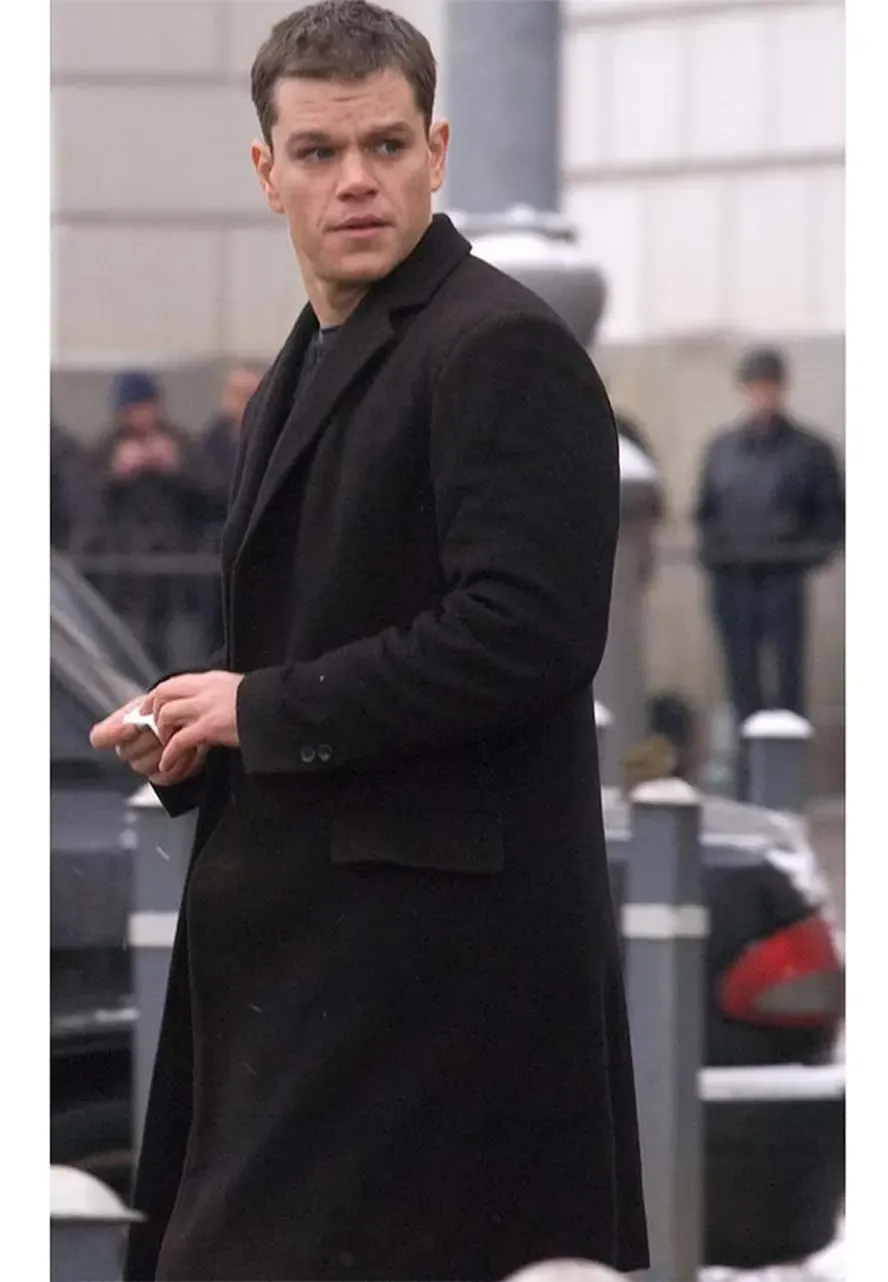 The Bourne Supremacy Matt Damon Black Wool Coat bourne supremacy coat