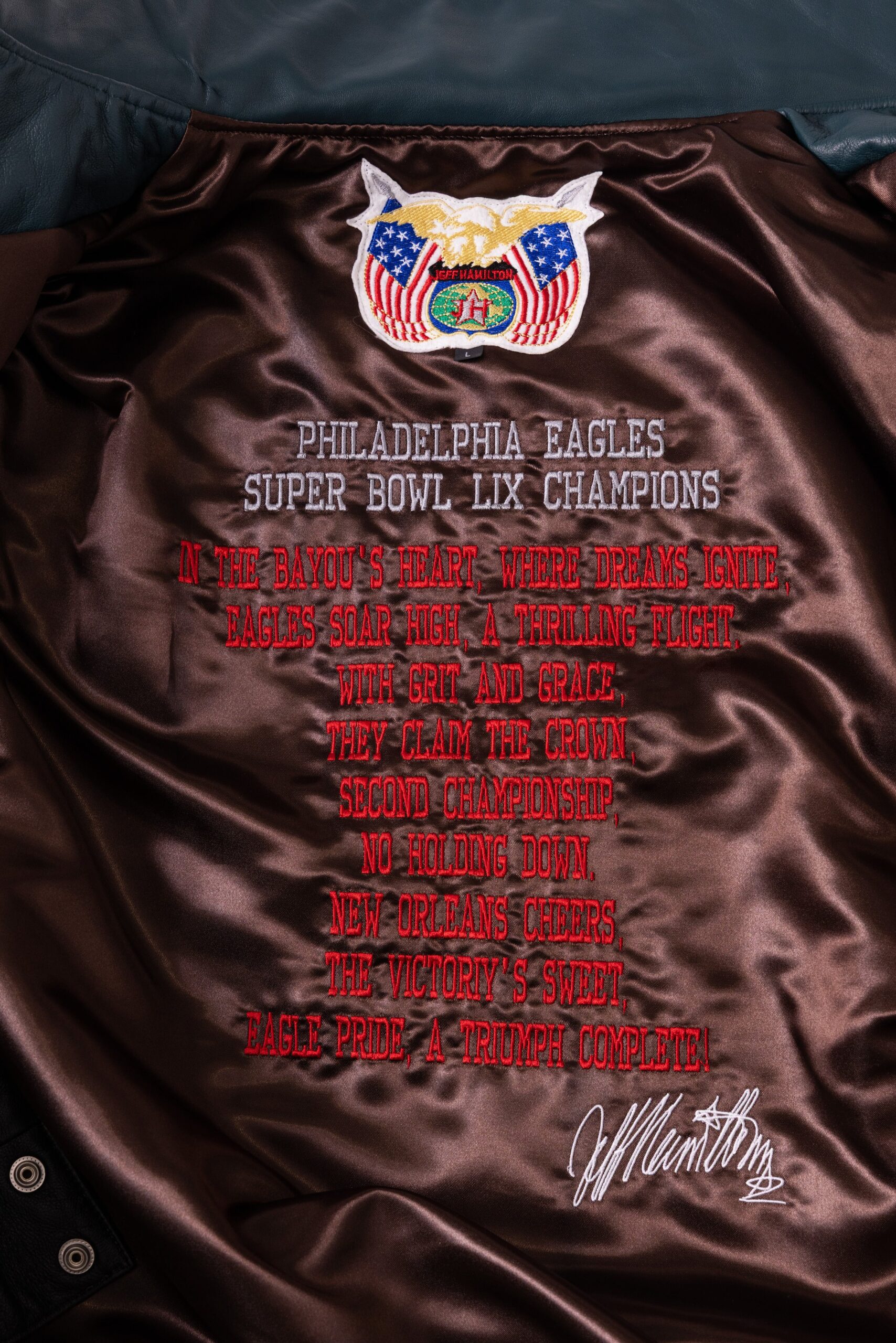 Super Bowl Champions Philadelphia Eagles Leather Jacket jeff hamilton eagles jacket