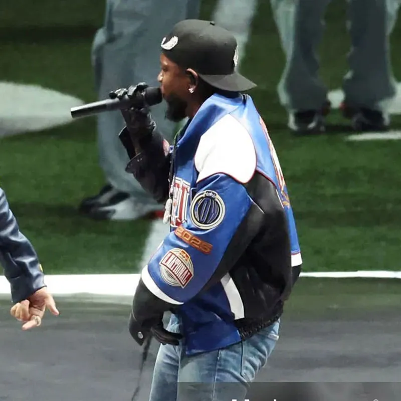 Super Bowl Halftime Show Kendrick Lamar Leather Jacket kendrick superbowl jacket