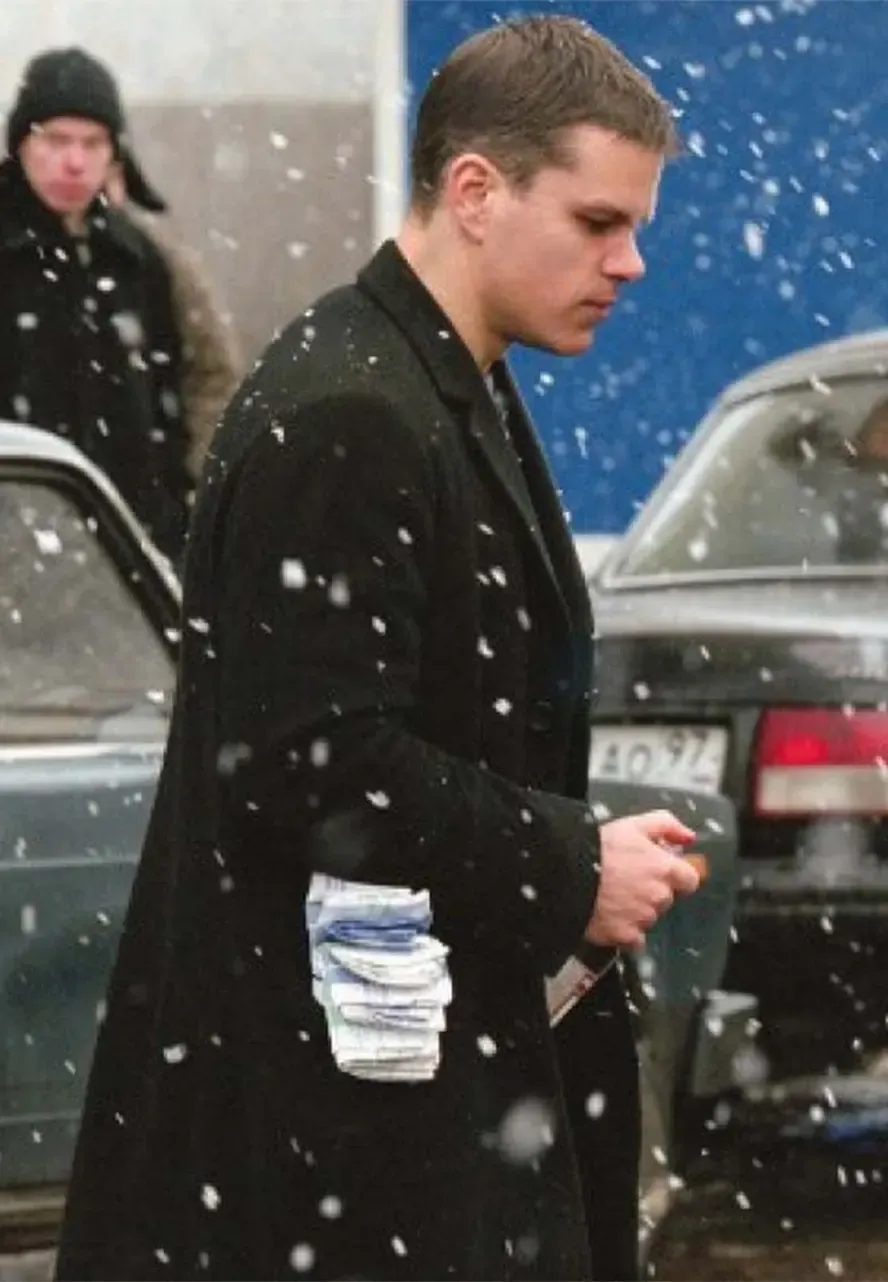 The Bourne Supremacy Matt Damon Black Wool Coat matt damon wool coat