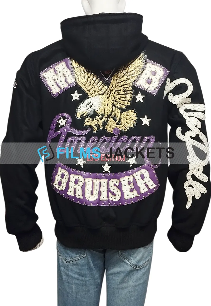 American Bruiser Black Pelle Pelle Zip Up Hoodie pelle hoodie