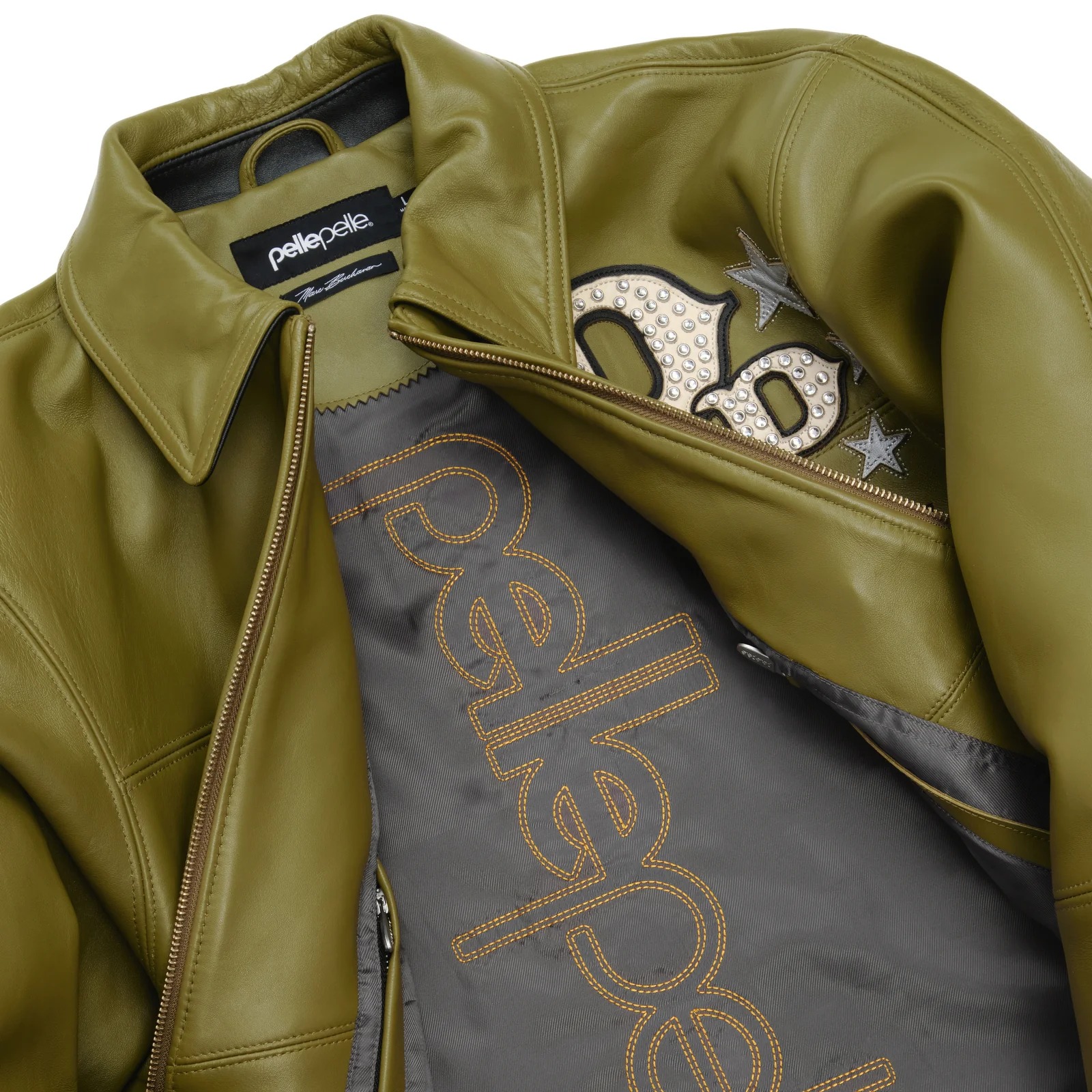 Stars and Stripes Olive Green Leather Pelle Pelle Jacket pelle pelle green jacket