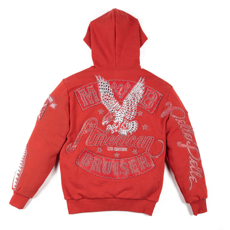 American Bruiser Red Pelle Pelle Zip Hoodie pelle pelle sweatshirts