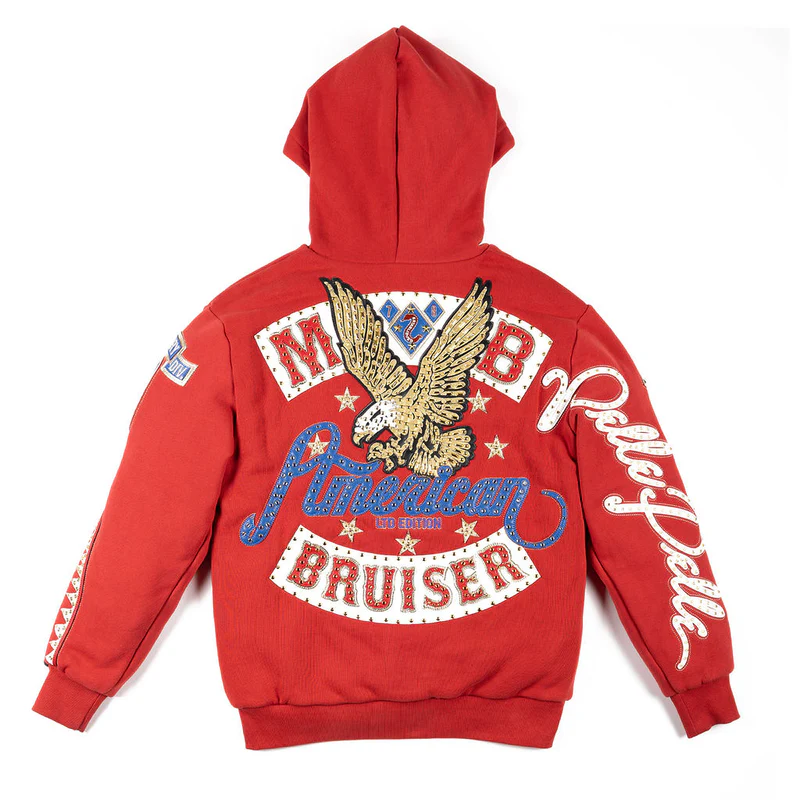 American Bruiser Red Pelle Pelle Hoodie pelle pelle with hood