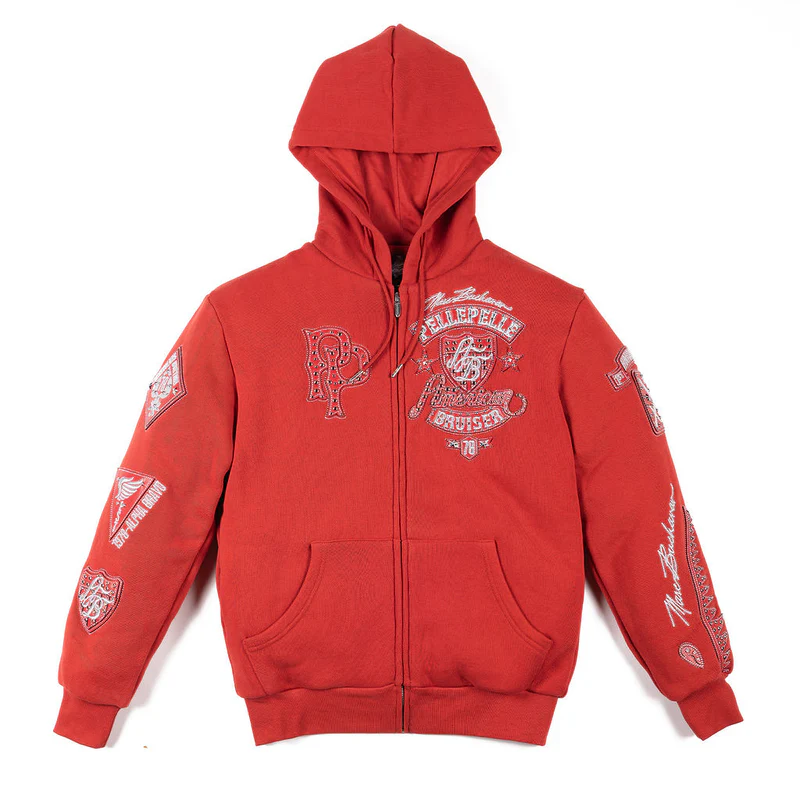 American Bruiser Red Pelle Pelle Zip Hoodie pelle pelle zip hoodie