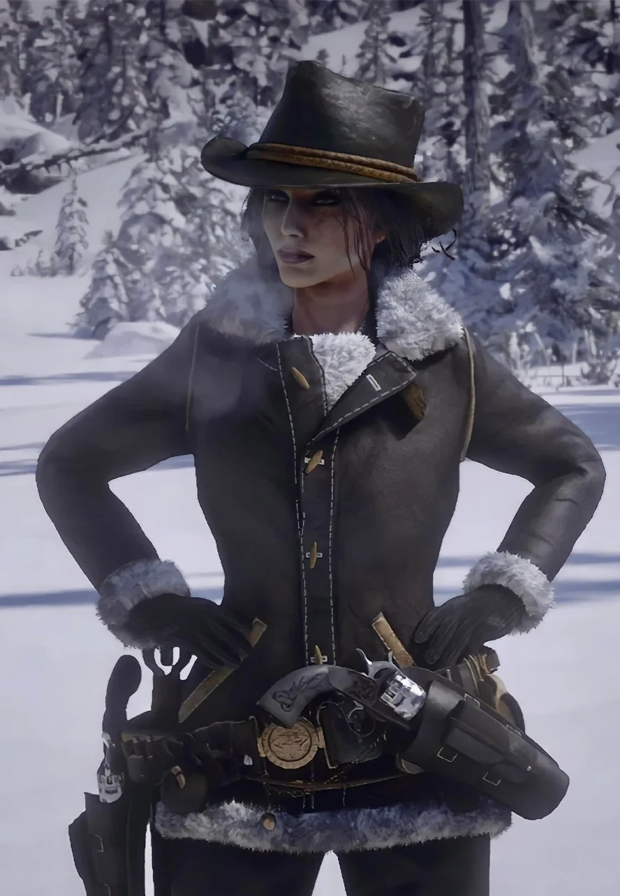 Abigail Marston RDR2 Black Leather Jacket red dead redemption 2 black jacket