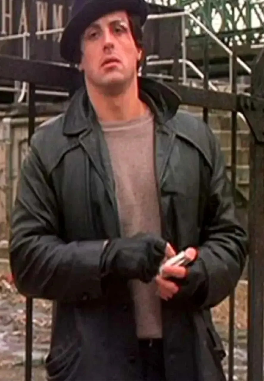 Rocky Balboa Sylvester Stallone Black Leather Coat rocky balboa coat